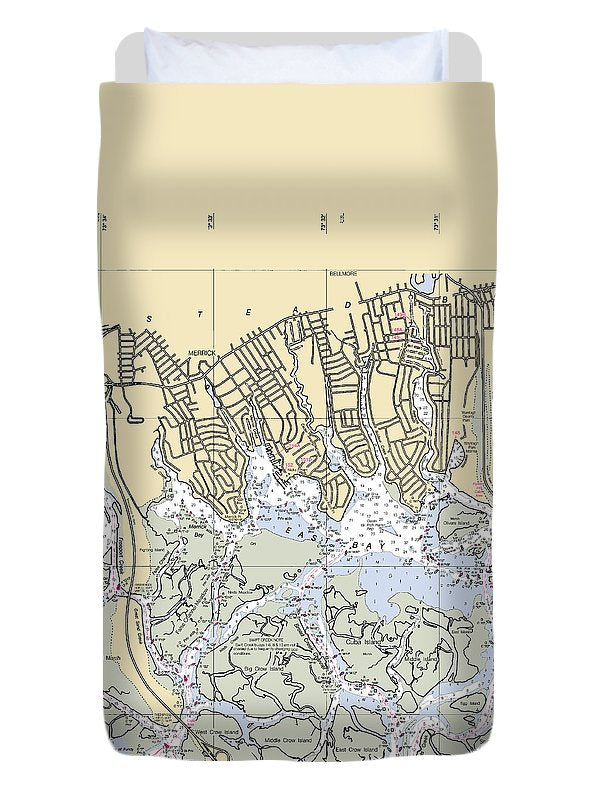 East Bay-new York Nautical Chart - Duvet Cover