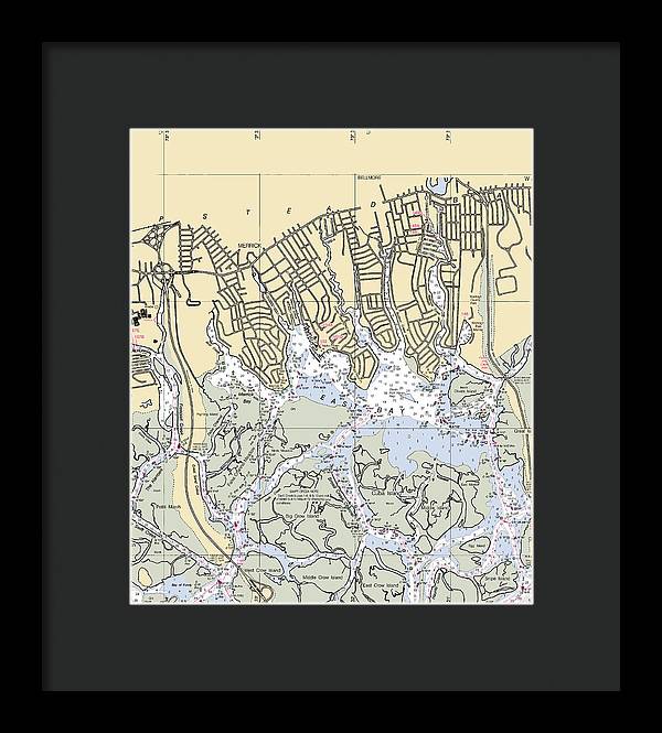 East Bay-new York Nautical Chart - Framed Print