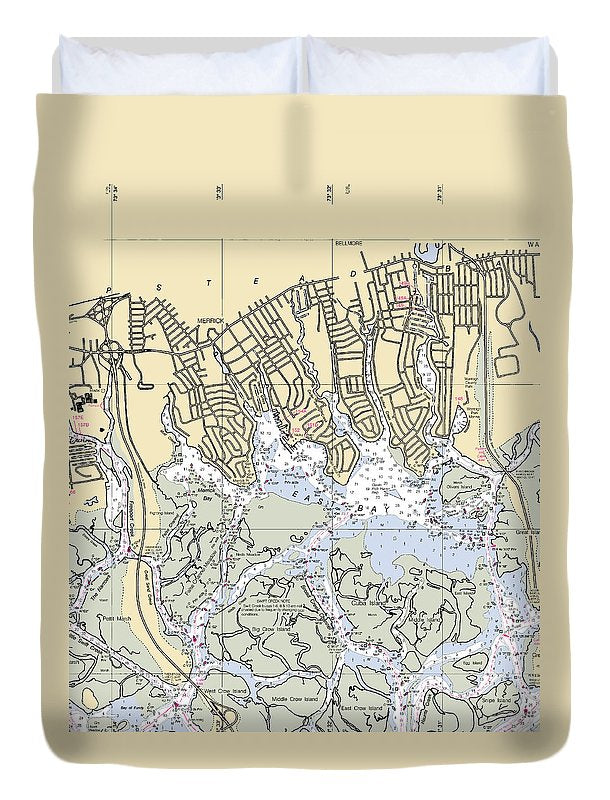 East Bay-new York Nautical Chart - Duvet Cover