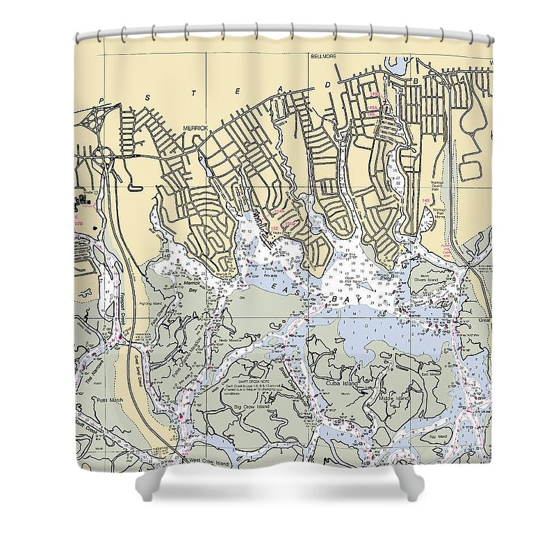 East Bay New York Nautical Chart Shower Curtain