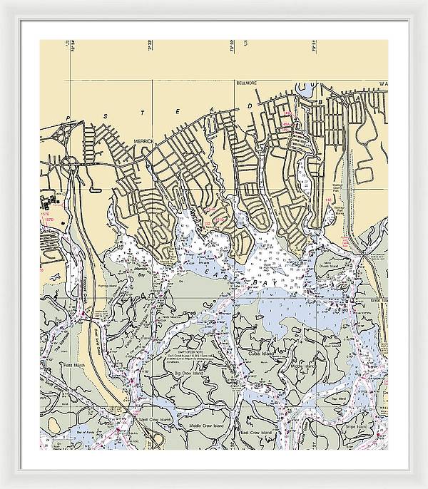 East Bay-new York Nautical Chart - Framed Print