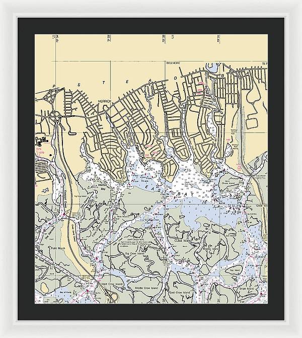 East Bay-new York Nautical Chart - Framed Print