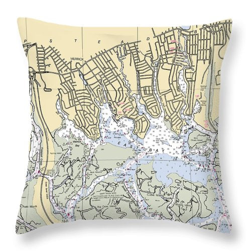 East Bay-new York Nautical Chart - Throw Pillow