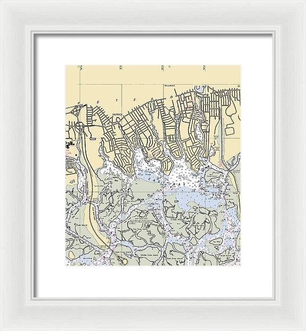 East Bay-new York Nautical Chart - Framed Print