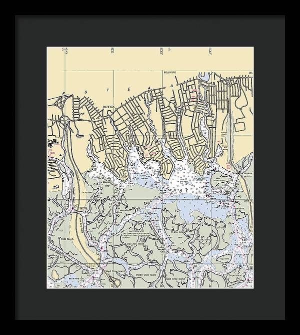 East Bay-new York Nautical Chart - Framed Print