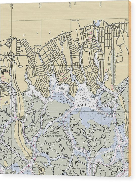 East Bay-New York Nautical Chart Wood Print