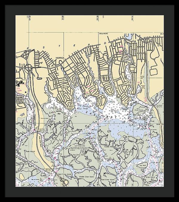 East Bay-new York Nautical Chart - Framed Print