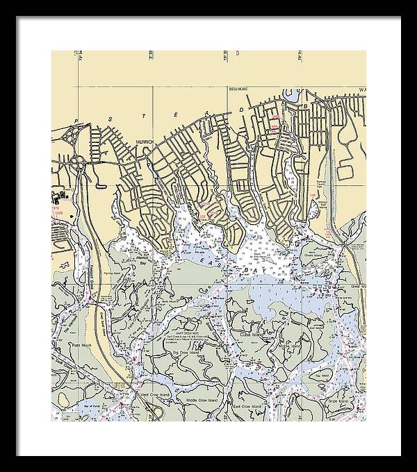 East Bay-new York Nautical Chart - Framed Print