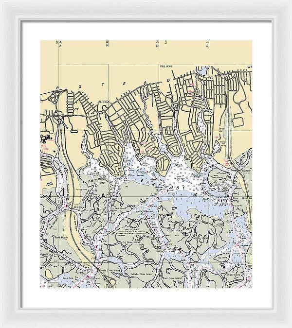 East Bay-new York Nautical Chart - Framed Print