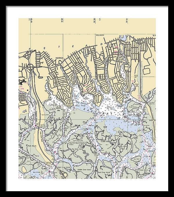 East Bay-new York Nautical Chart - Framed Print