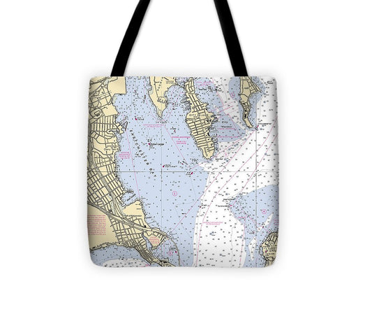 East Chester Bay New York Nautical Chart Tote Bag
