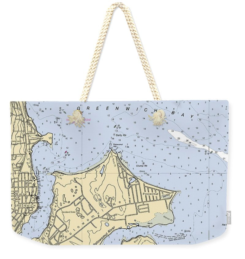 East Greenwich-rhode Island Nautical Chart - Weekender Tote Bag