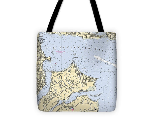 East Greenwich Rhode Island Nautical Chart Tote Bag