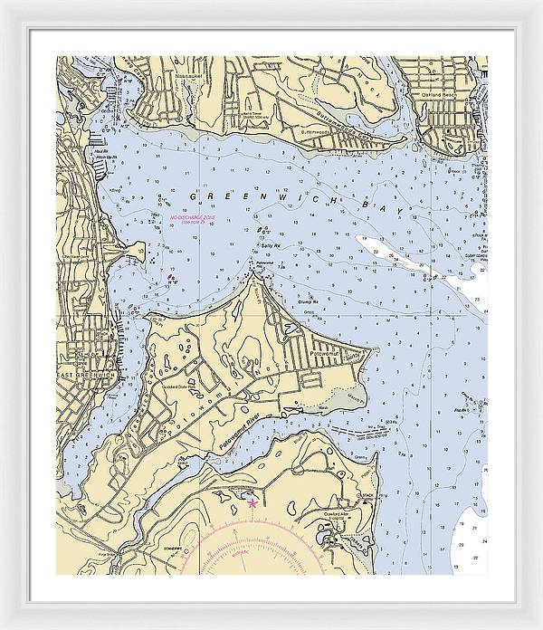 East Greenwich-rhode Island Nautical Chart - Framed Print