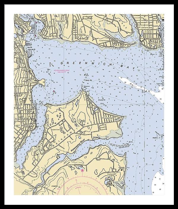 East Greenwich-rhode Island Nautical Chart - Framed Print