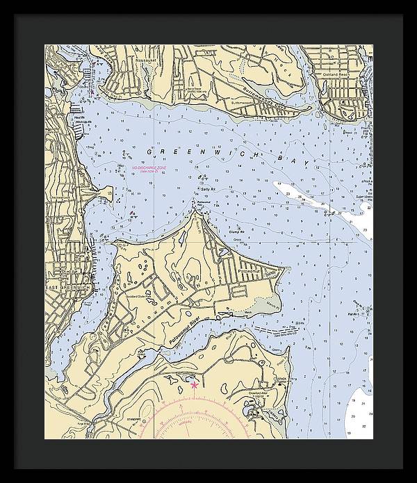 East Greenwich-rhode Island Nautical Chart - Framed Print