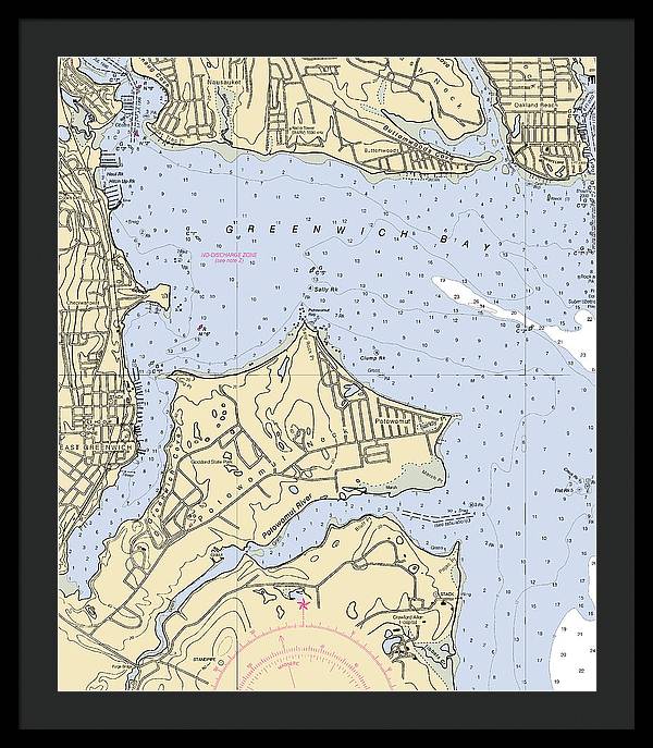 East Greenwich-rhode Island Nautical Chart - Framed Print