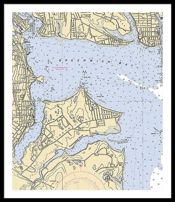 East Greenwich-rhode Island Nautical Chart - Framed Print