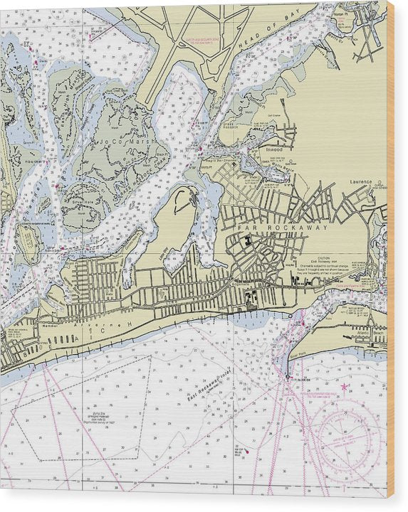 East Rockaway Inlet New York Nautical Chart Wood Print