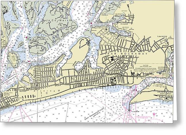 East Rockaway Inlet New York Nautical Chart - Greeting Card