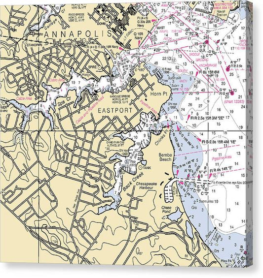 Eastport-Maryland Nautical Chart Canvas Print