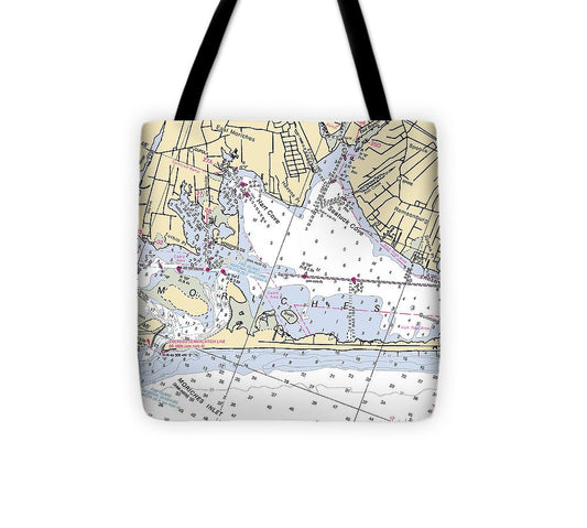 Eastport New York Nautical Chart Tote Bag