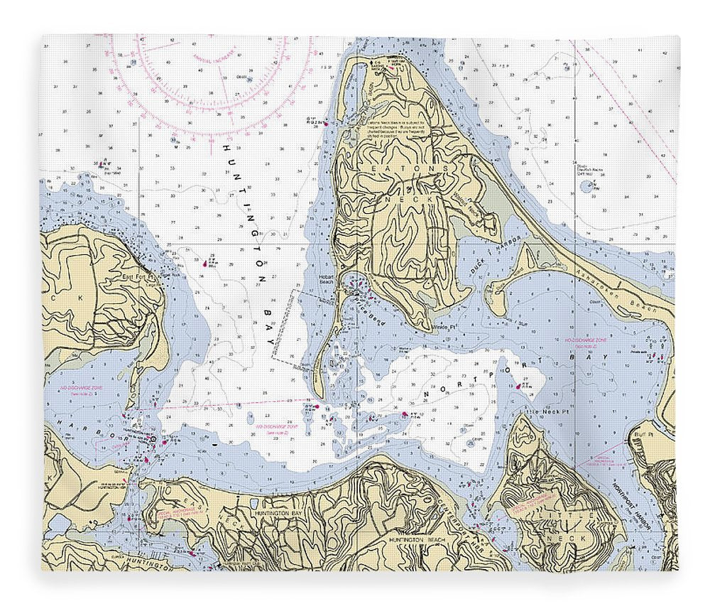 Eatons Neck New York Nautical Chart Blanket