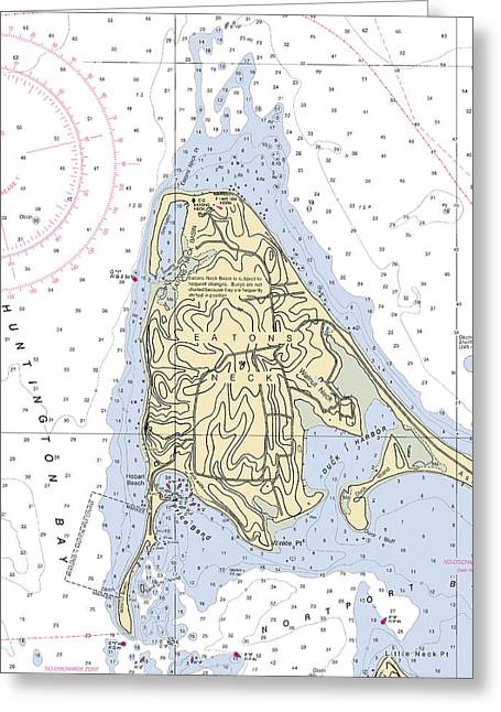 Eatons Neck -new York Nautical Chart _v2 - Greeting Card