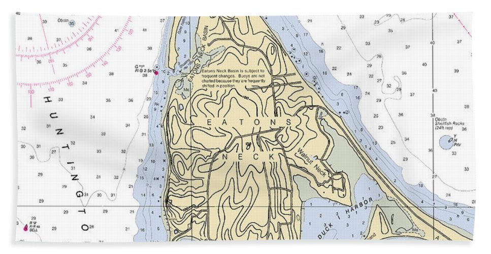 Eatons Neck  New York Nautical Chart _V2 Bath Towel