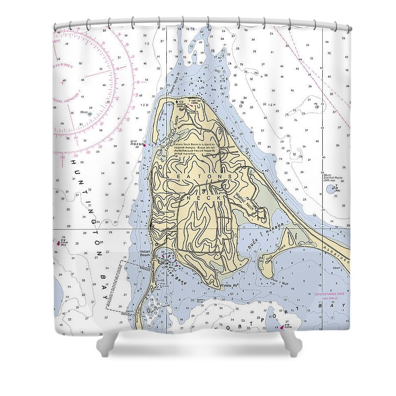 Eatons Neck  New York Nautical Chart _V2 Shower Curtain