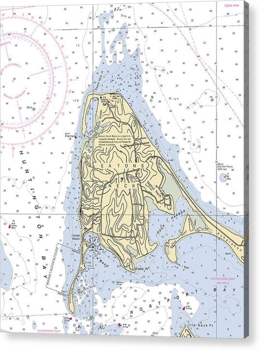 Eatons Neck New York Nautical Chart V2 - Acrylic Print – 7" x 8" – Acrylic Nautical Chart Print by SeaKoast.
