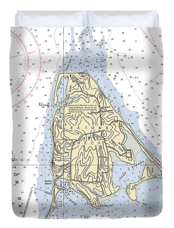 Eatons Neck -new York Nautical Chart _v2 - Duvet Cover