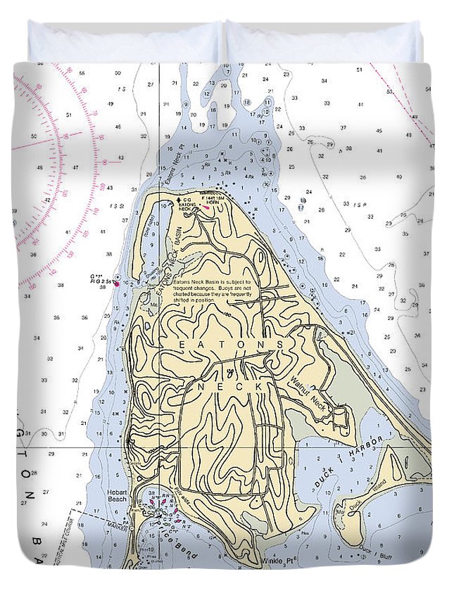 Eatons Neck -new York Nautical Chart _v2 - Duvet Cover