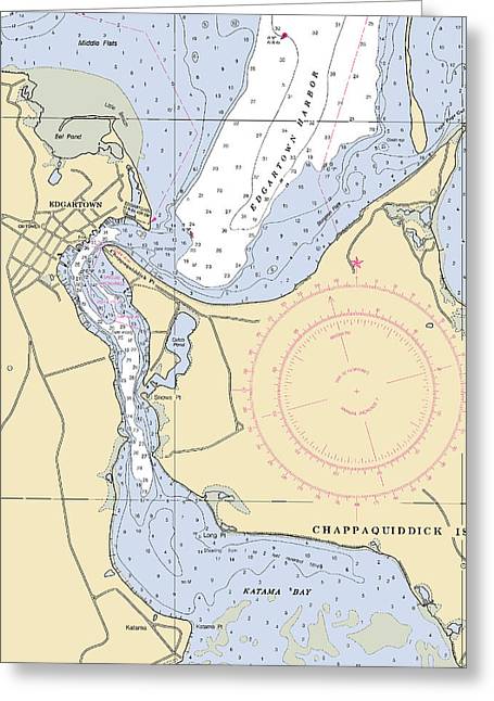 Edgartown-massachusetts Nautical Chart - Greeting Card