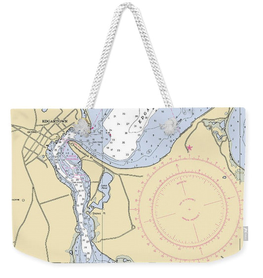 Edgartown-massachusetts Nautical Chart - Weekender Tote Bag