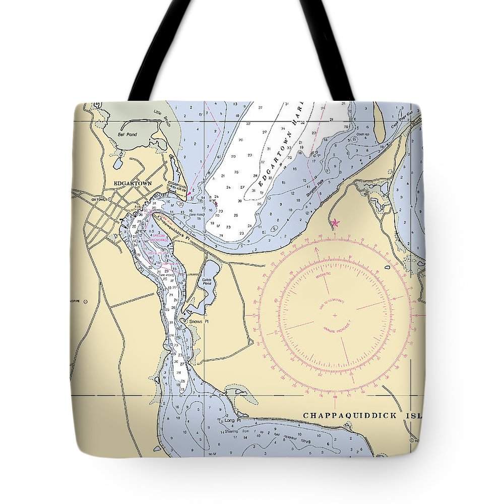 Edgartown-massachusetts Nautical Chart - Tote Bag