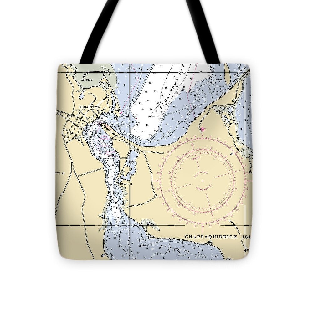 Edgartown-massachusetts Nautical Chart - Tote Bag
