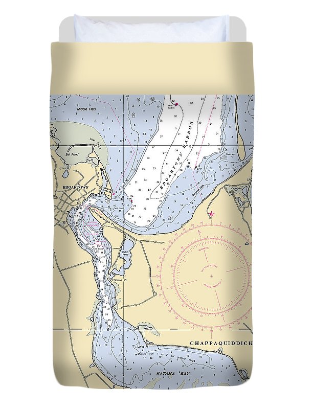 Edgartown-massachusetts Nautical Chart - Duvet Cover