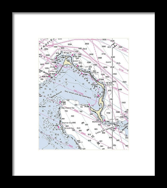 Eleuthera Bahamas Nautical Chart - Framed Print