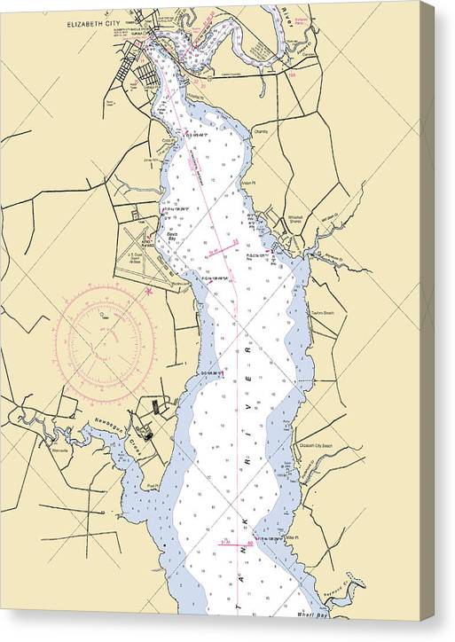 Elizabeth City-North Carolina Nautical Chart Canvas Print