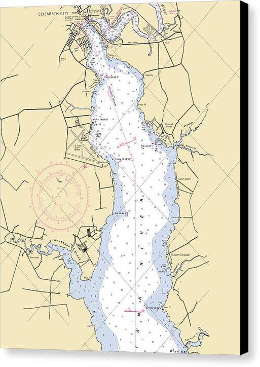 Elizabeth City-north Carolina Nautical Chart - Canvas Print