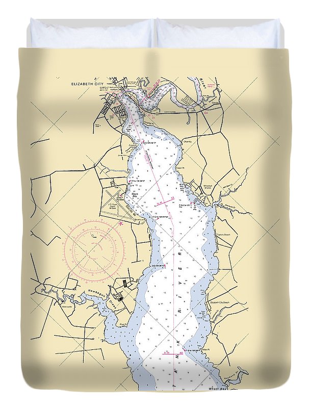 Elizabeth City-north Carolina Nautical Chart - Duvet Cover