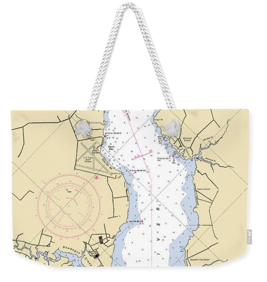 Elizabeth City-north Carolina Nautical Chart - Weekender Tote Bag
