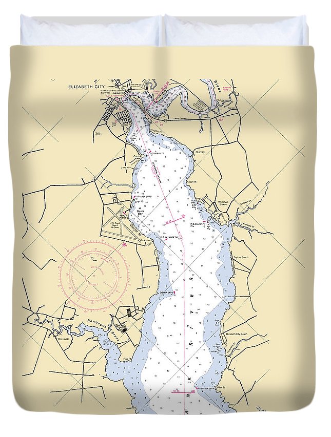 Elizabeth City-north Carolina Nautical Chart - Duvet Cover