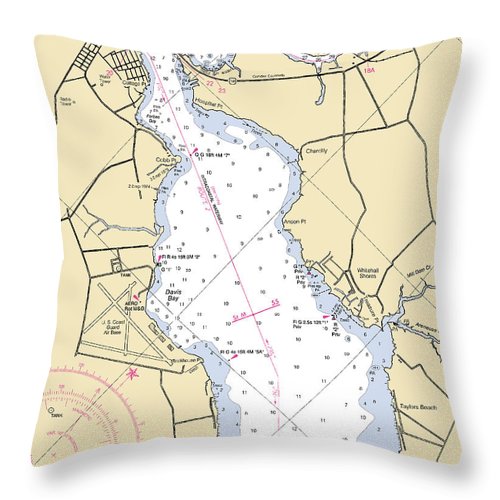 Elizabeth City  -north Carolina Nautical Chart _v2 - Throw Pillow