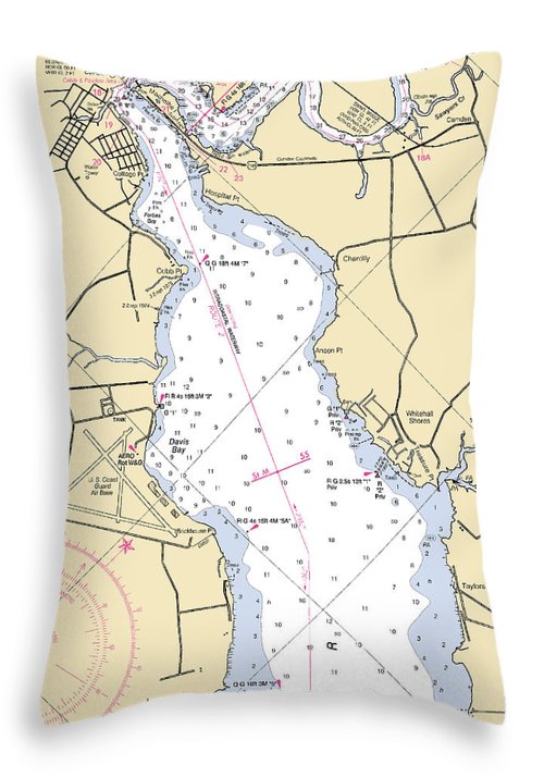 Elizabeth City  -north Carolina Nautical Chart _v2 - Throw Pillow