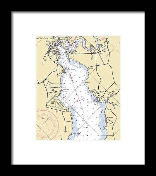 Elizabeth City  -north Carolina Nautical Chart _v2 - Framed Print