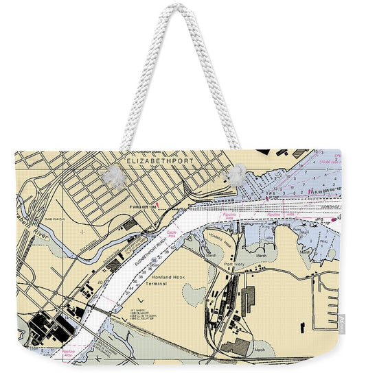 Elizabethport-new Jersey Nautical Chart - Weekender Tote Bag