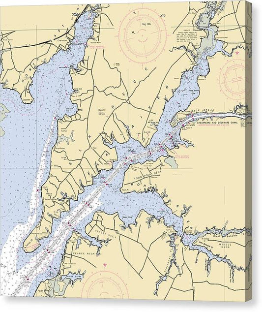Elk River-Maryland Nautical Chart Canvas Print