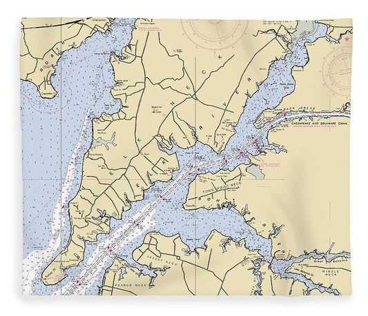 Elk River Maryland Nautical Chart Blanket